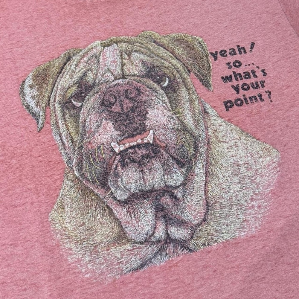 Vintage 90s Bulldog Puppy Dog Animal Funny Joke Humour Graphic Graphic T-shirt - Picture 3 of 7